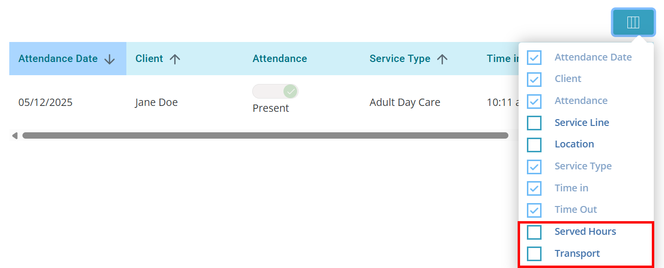 Attendance Columns